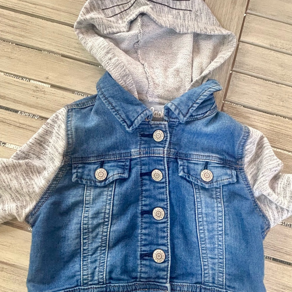 Cat & Jack Blue Denim Jacket with Gray Cat Hood